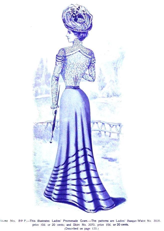 1890s Ladies Circular Skirt In Two Lengths - INSTANT DOWNLOAD - Reproduction 1899 Sewing Pattern #E3070 - 22 Inch Waist - Print At Home PDF