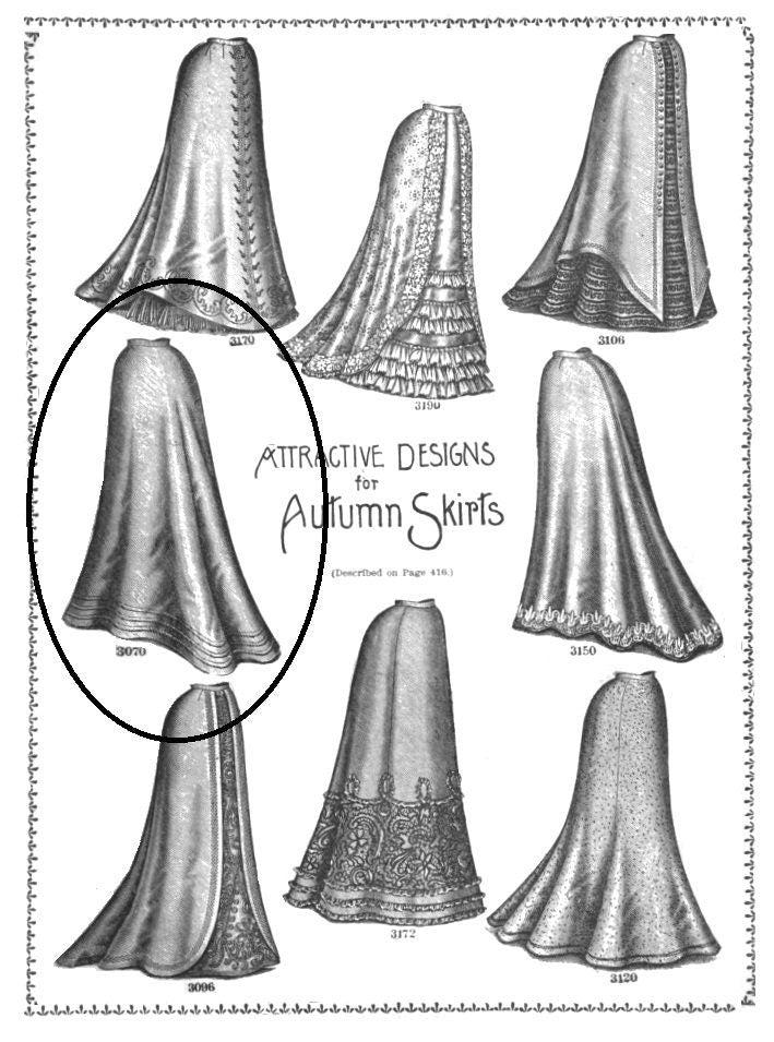 1890s Ladies Circular Skirt In Two Lengths - INSTANT DOWNLOAD - Reproduction 1899 Sewing Pattern #E3070 - 22 Inch Waist - Print At Home PDF