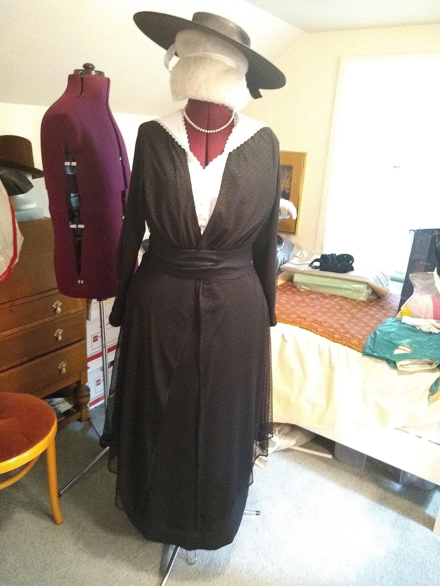 1918 Late Edwardian Dress With Plain or Skirted Tunic -INSTANT DOWNLOAD- Pattern #E7603 -36 Inch Bust- PDF-Print At Home