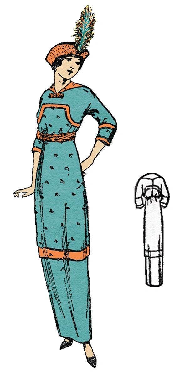 1910s Ladies Dress with Flounce - 1912 Pattern #E6211 - 36 Inch Bust