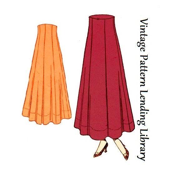 1910s Ladies Seven Gored Skirt - 1918 Pattern #E6189 - 30 Inch Waist
