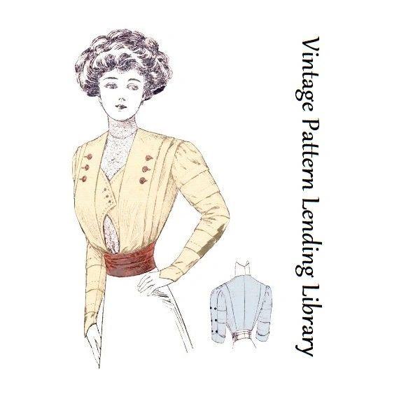 1910 Ladies Two-Piece Waist With Belt And Two Sleeve Options - Pattern #E2564 - 38 Inch Bust