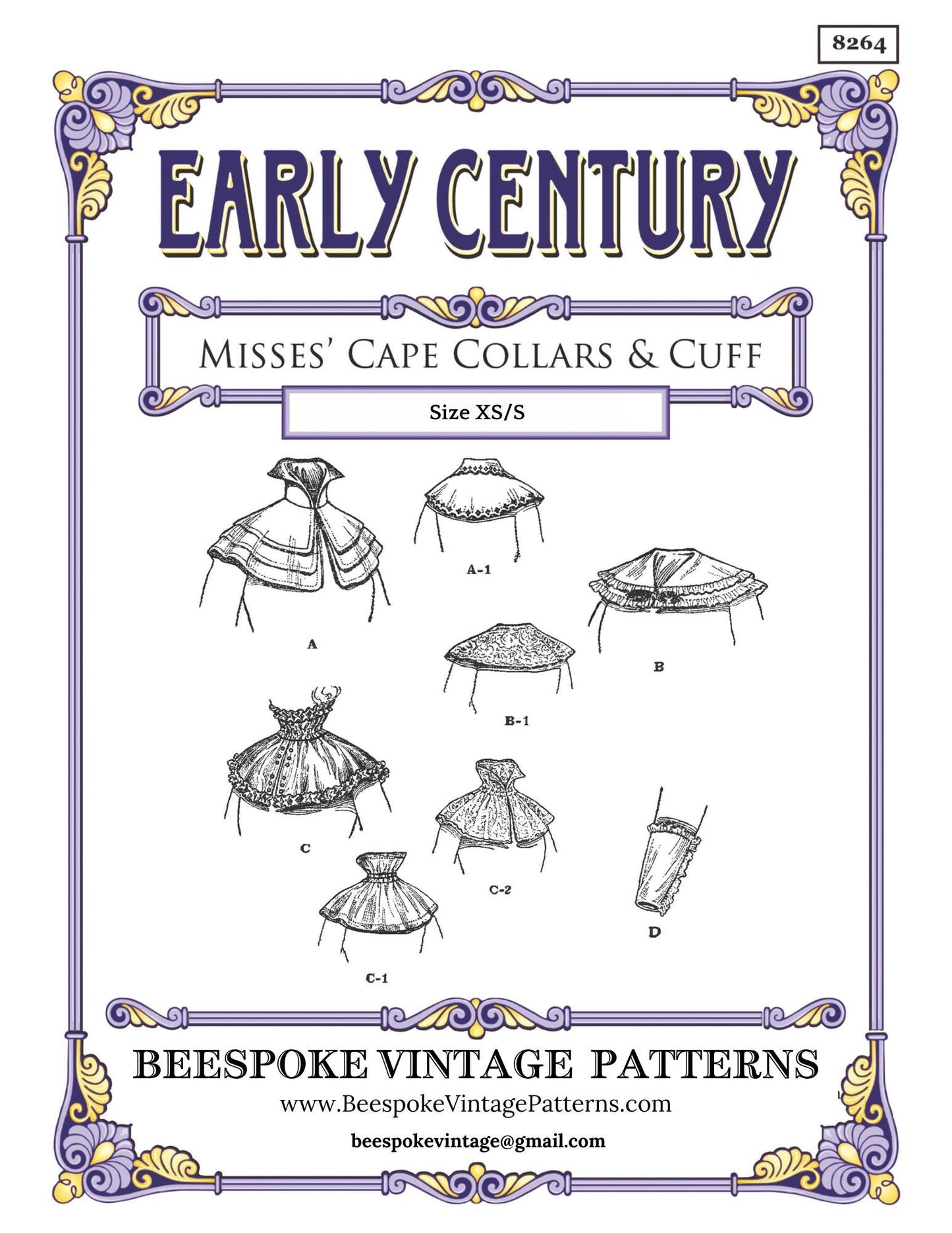 1890s Young Ladies Capelets, Collars and Cuff - INSTANT DOWNLOAD - 1894 Pattern #E8264 - Size ExSm/Sm - Print At Home