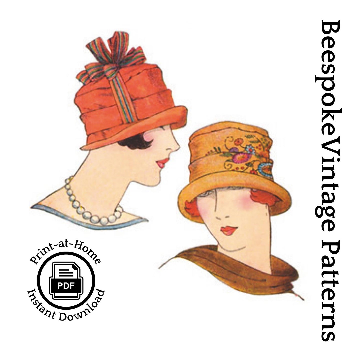 1920s Ladies Pleated Cloche Hat - INSTANT DOWNLOAD - Reproduction 1925 Sewing Pattern #H1440 - PDF- Print at Home