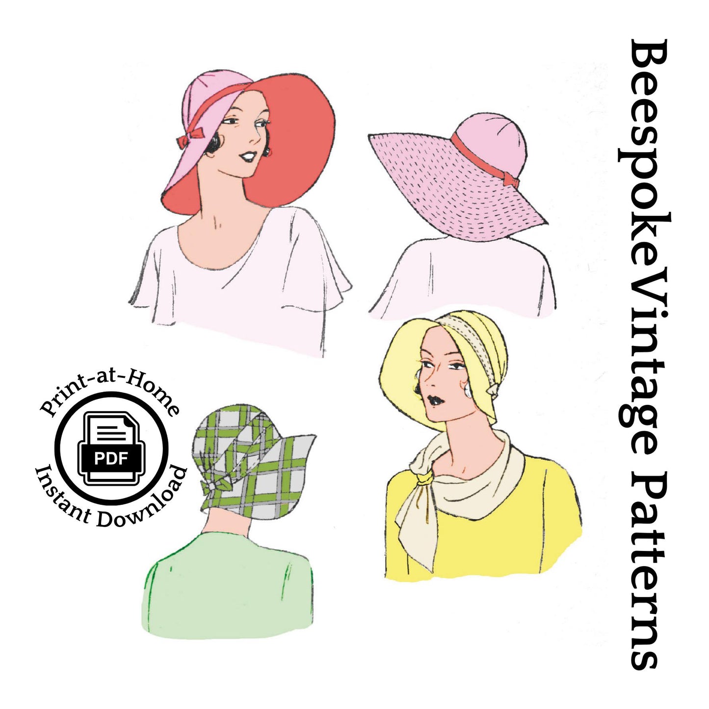 1930s Brimmed Cloche Hat - INSTANT DOWNLOAD - Reproduction 1931 Sewing Pattern #H5651 - PDF- Print at Home