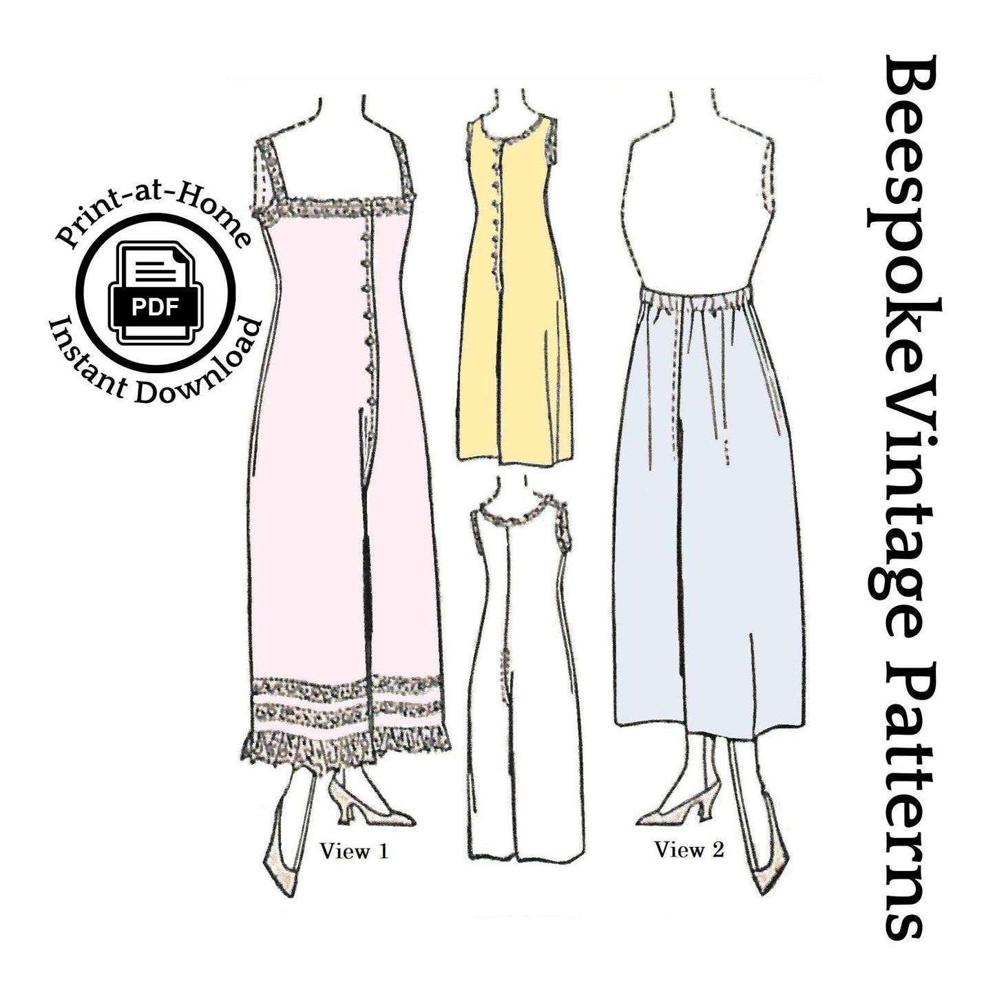 1915 Ladies Pantalettes or Combination Undergarment - PDF - INSTANT DOWNLOAD -Pattern #E6933 - 38 Inch Bust