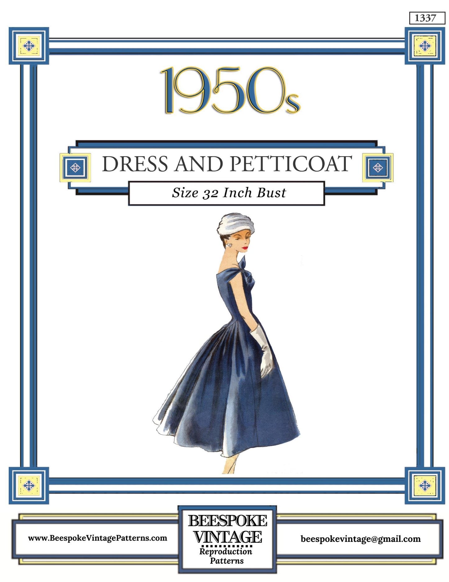 1950s Ladies Jacques Heim Dress with Crinoline - INSTANT DOWNLOAD - 1956 Pattern #F1337 - 32 Inch Bust - PDF - Print Shop Only