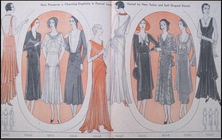 1930 Art Deco Evening Gown with Bias Bands - INSTANT DOWNLOAD - Print Shop Only - Pattern #T6298 - 42 Inch Bust - PDF