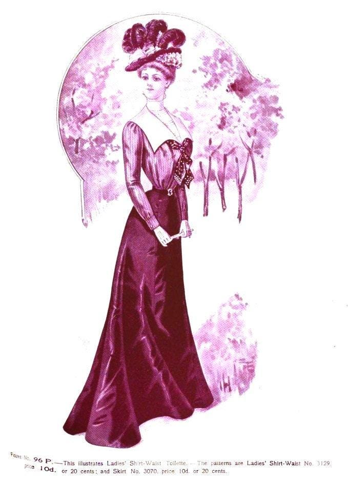 1890s Ladies Circular Skirt In Two Lengths - INSTANT DOWNLOAD - Reproduction 1899 Sewing Pattern #E3070 - 22 Inch Waist - Print At Home PDF