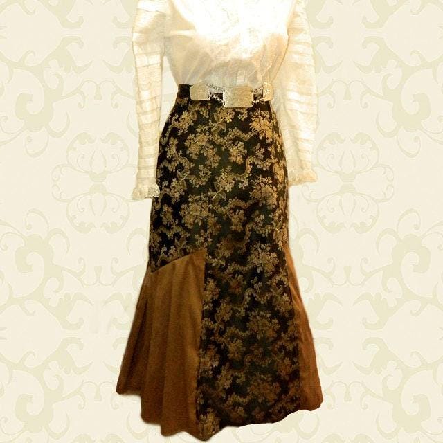 1908 Ladies Six Gored Skirt with Pleated Insets - INSTANT DOWNLOAD - Pattern #E4285 - 30 Inch Waist -PDF- Print At Home