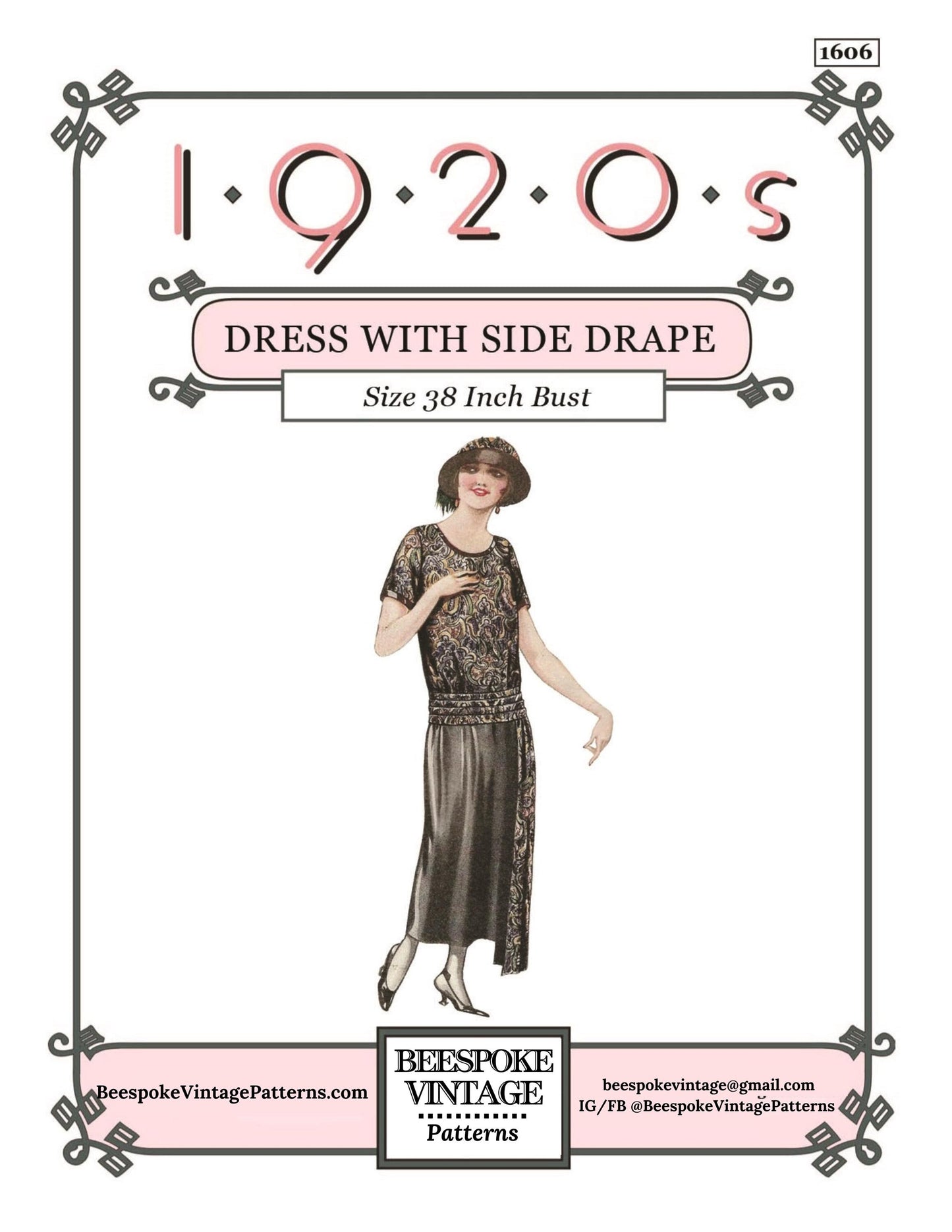 1920s Ladies Slip-On Dress With Pleated Sash - INSTANT DOWNLOAD - Reproduction 1923 Sewing Pattern #Z1606 - 38 Inch Bust -PDF- Print At Home