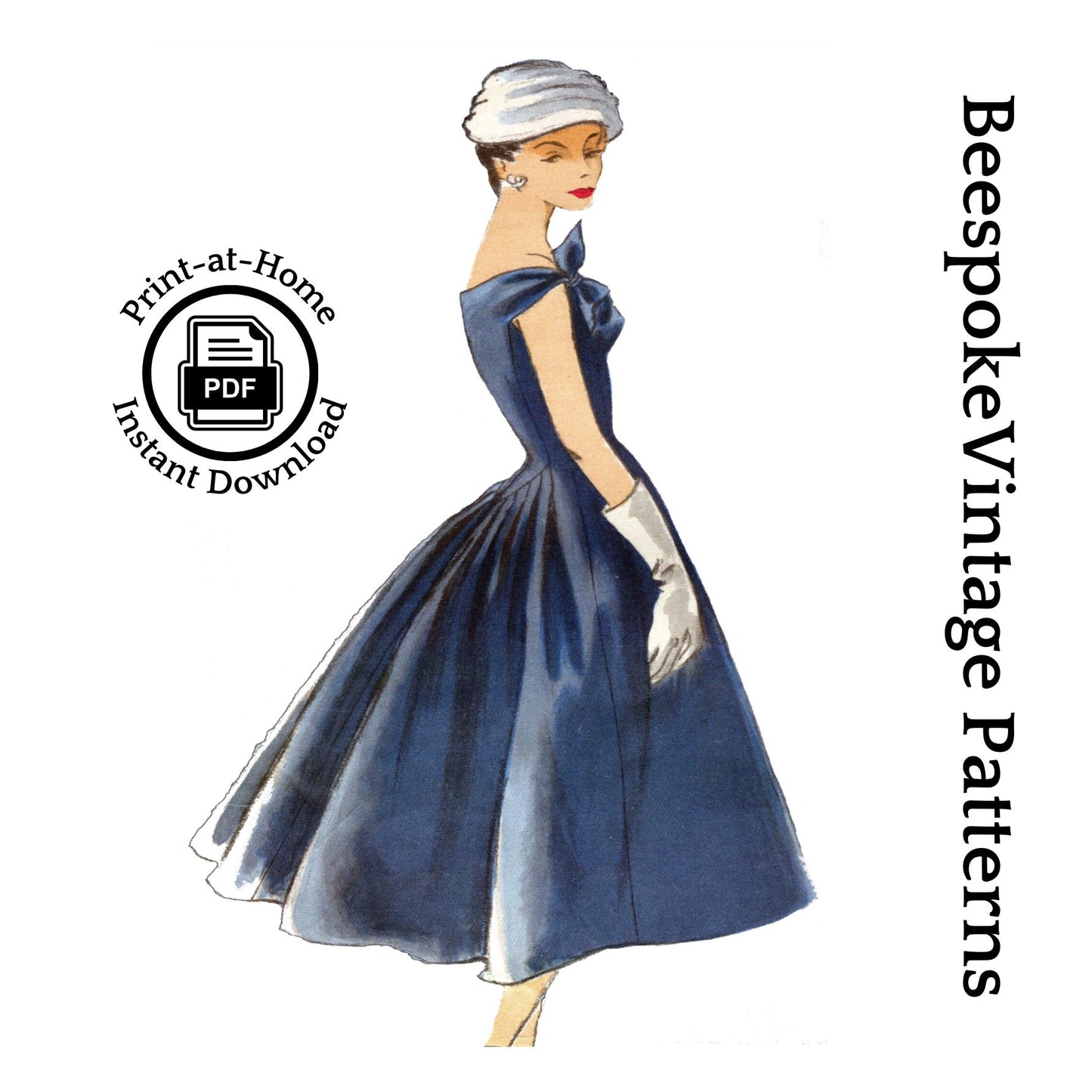 1950s Ladies Jacques Heim Dress with Crinoline - INSTANT DOWNLOAD - 1956 Pattern #F1337 - 32 Inch Bust - PDF - Print Shop Only