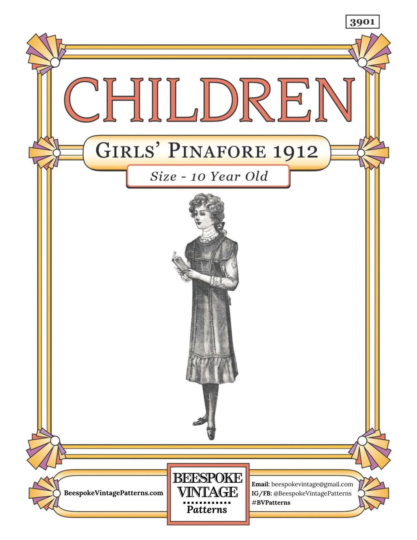 1912 Edwardian Girls' Pinafore - INSTANT DOWNLOAD - Titanic Era - Pattern #C3901 - Child Size 10 - PDF - Print at Home