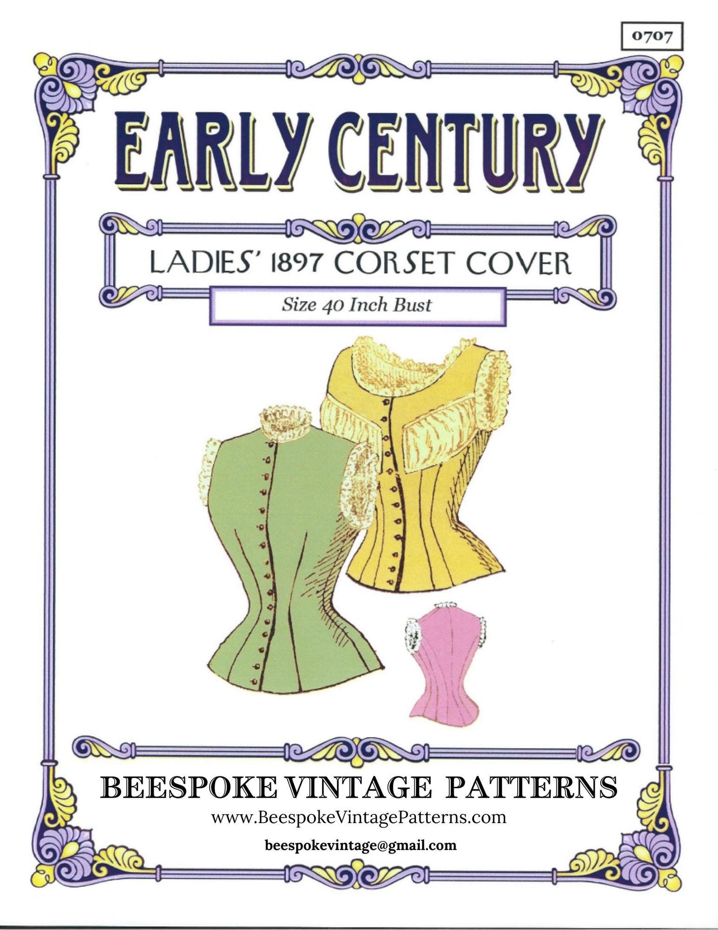 1890s Corset Cover with Optional Bust Puff Padding - 1897 Reproduction Pattern #e0707 - Instant Download -40 Inch Bust - Print At Home