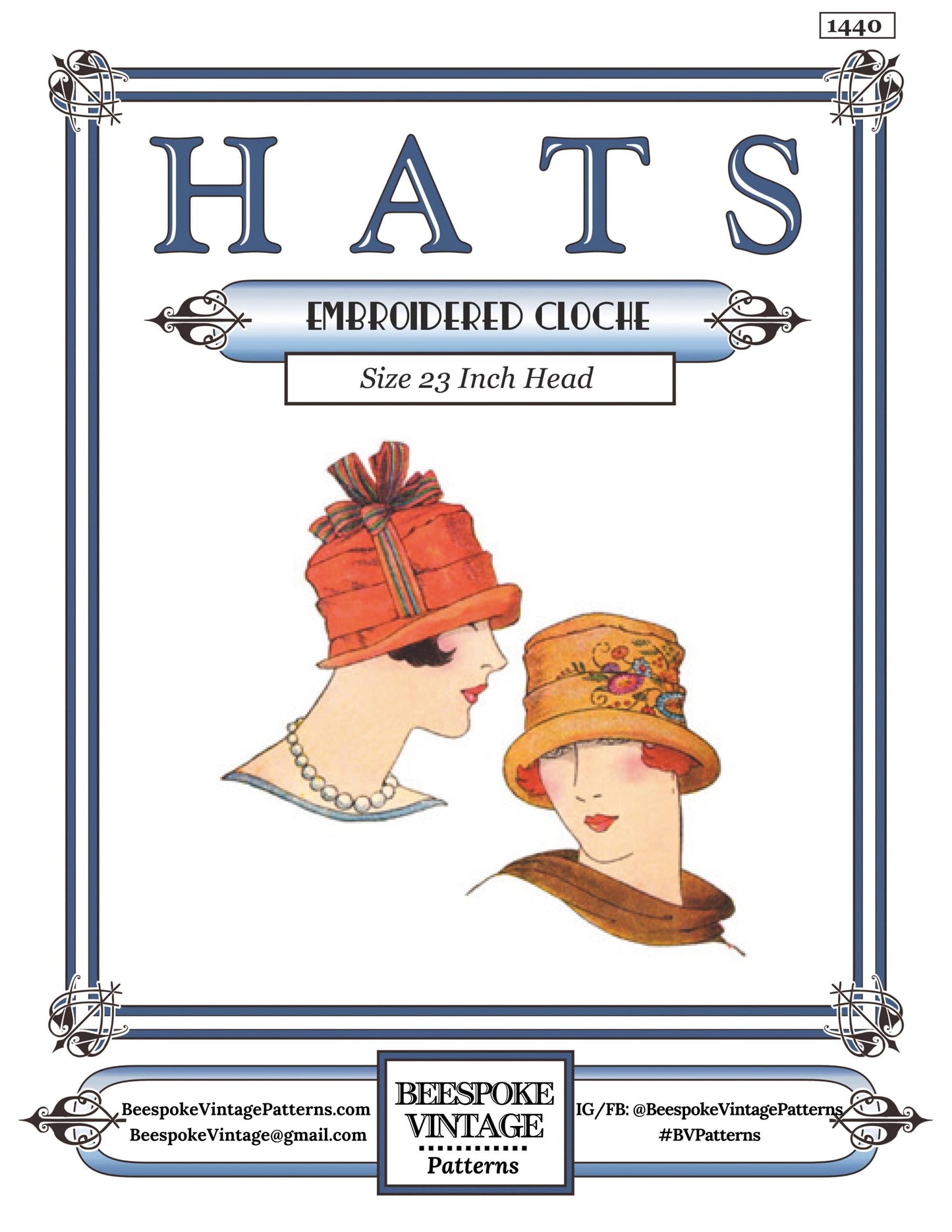 1920s Ladies Pleated Cloche Hat - INSTANT DOWNLOAD - Reproduction 1925 Sewing Pattern #H1440 - PDF- Print at Home