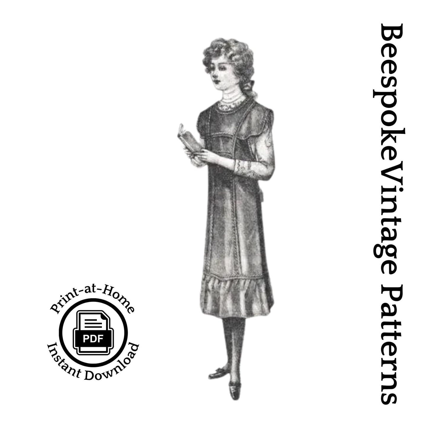 1912 Edwardian Girls' Pinafore - INSTANT DOWNLOAD - Titanic Era - Pattern #C3901 - Child Size 10 - PDF - Print at Home