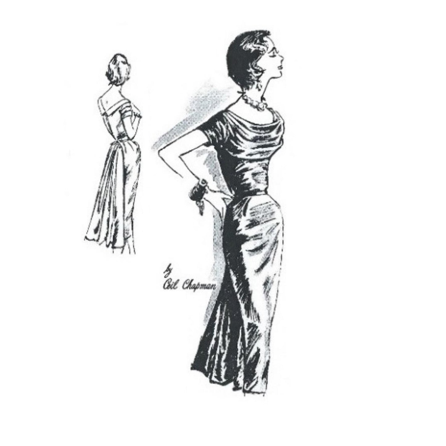 1950s Ladies Ceil Chapman Formal Dress - Reproduction 1958 Sewing Pattern #F1251 - 35 Inch Bust