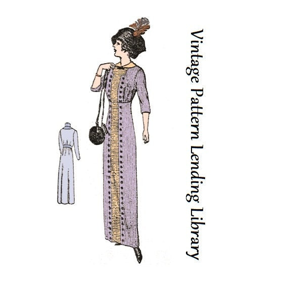 1910s Ladies Dress with Four Gore Skirt - 1912 Pattern #E6131 - 36 Inch Bust