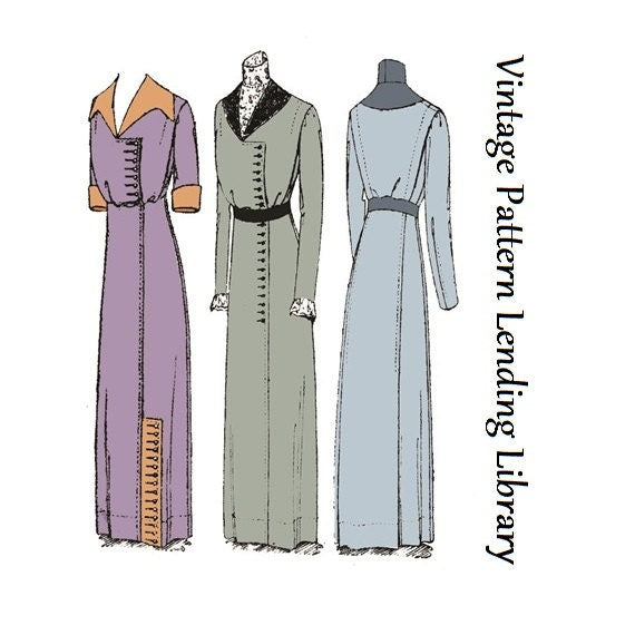 1910s Ladies Dress with Two Collar Options - 1911 Pattern #E4929 - 36 Inch Bust