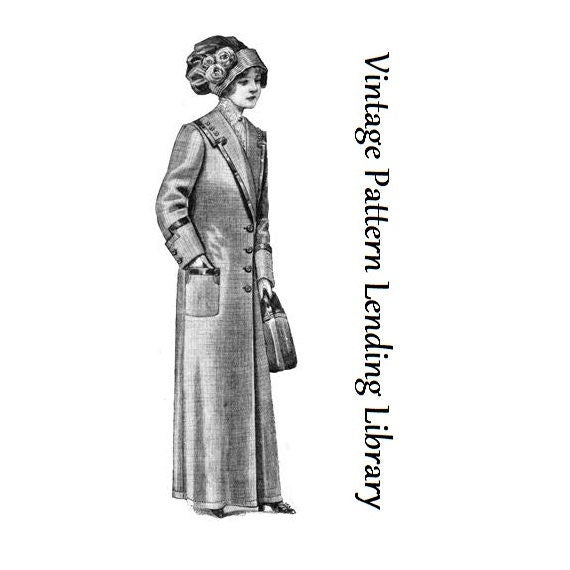 1910s Ladies Duster Coat - 1912 Pattern #E0402 - 34 Inch Bust