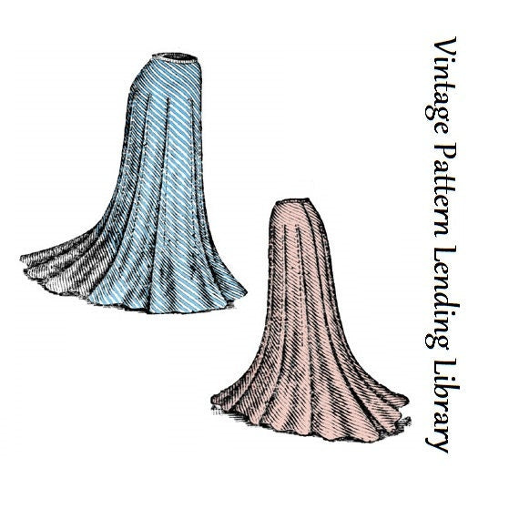 1900 Ladies Darted Trumpet Skirt - Pattern #E7852 - 22 Inch Waist