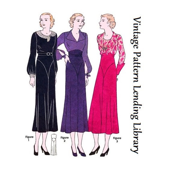 1930s Ladies Day Dress In Three Styles - Reproduction 1932 Sewing Pattern #T1116 - 38 Inch Bust