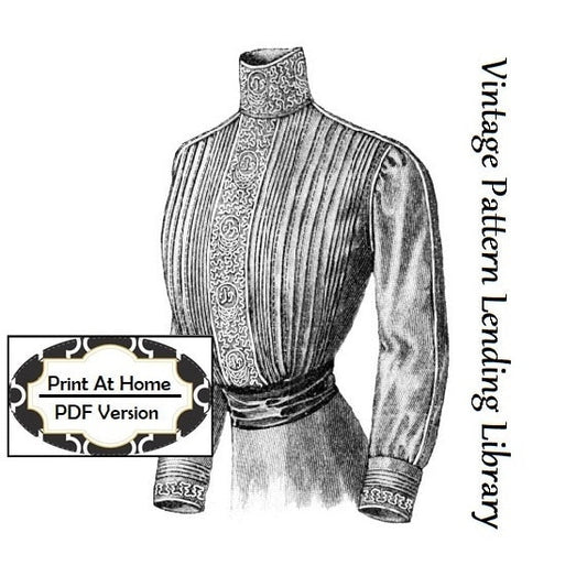 1912 Ladies Blouse With Soutache Detailing - INSTANT DOWNLOAD - Reproduction Sewing Pattern #E0335 - 34 Inch Bust - PDF - Print At Home