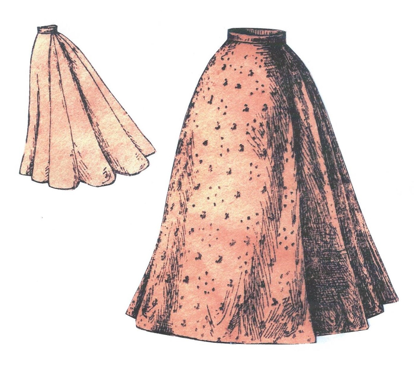 1890s Ladies Nine Gored Skirt  - INSTANT DOWNLOAD - 1897 Victorian Reproduction Sewing Pattern #E1141 - 28 Inch Waist - PDF - Print At Home