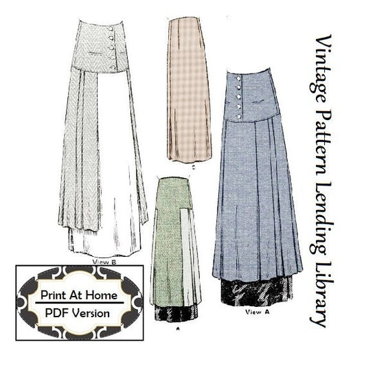 1910s Ladies Two-Piece Skirt With Tunic - INSTANT DOWNLOAD - Reproduction 1914 Sewing Pattern #E8558 - 26 Inch Waist - Print At Home - PDF