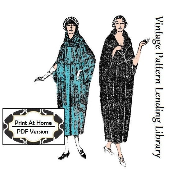 1920s Cocoon Wrap With Convertible Collar - INSTANT DOWNLOAD - Reproduction 1923 Sewing Pattern #Z4265 - 36 Inch Bust - PDF - Print At Home