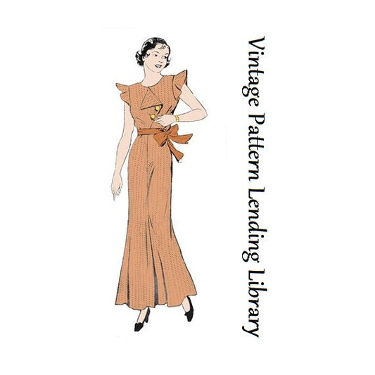 1930s Ladies Beach Pajamas - Loungewear - Reproduction Sewing Pattern #T1536 - 36 Inch Bust