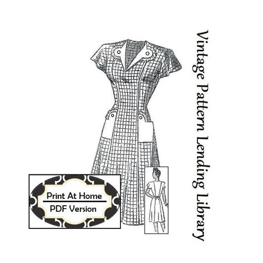 1940s Ladies Day Dress - INSTANT DOWNLOAD - Reproduction Sewing Pattern #F4799 - 42 Inch Bust - PDF - Print At Home