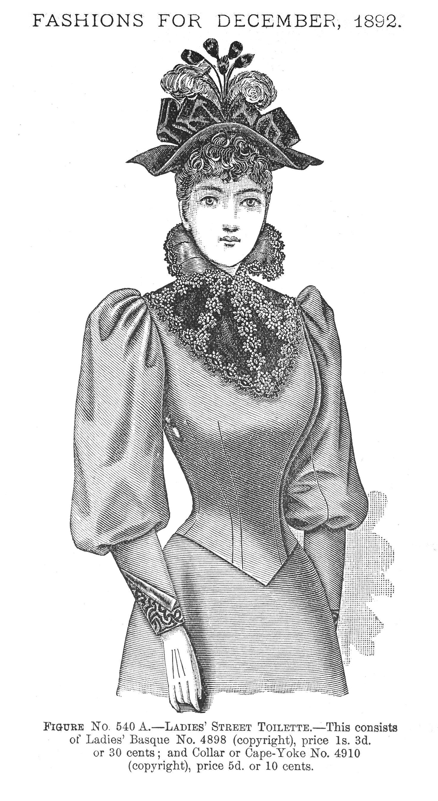 1890s Ladies Basque - INSTANT DOWNLOAD - Victorian Era - Reproduction 1892 Sewing Pattern #E4898 - 36 Inch Bust - PDF - Print At Home