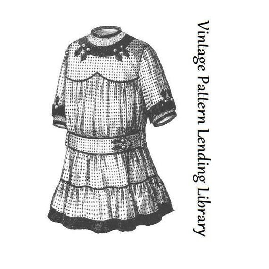 1912 Child's Flounced Dress With Optional Contrast Binding - Reproduction Sewing Pattern #C0501