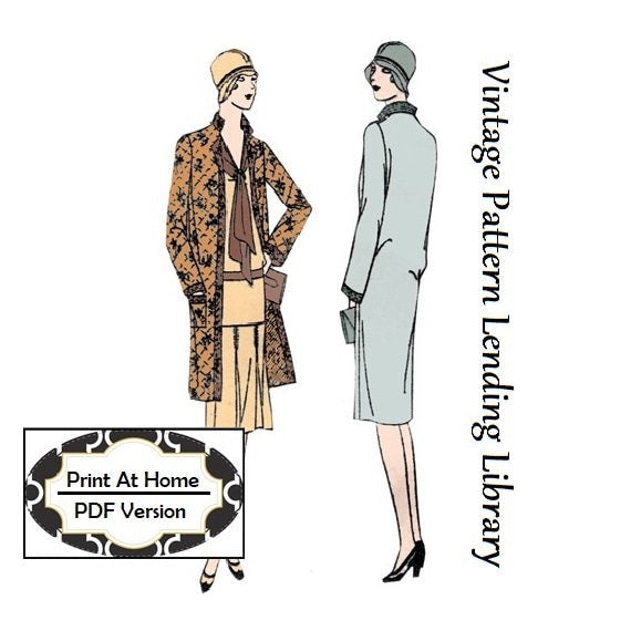 1920s Ladies Straight Coat With Optional Quilting - INSTANT DOWNLOAD - Reproduction 1929 Pattern #Z2545 - 36 Inch Bust - PDF - Print At Home