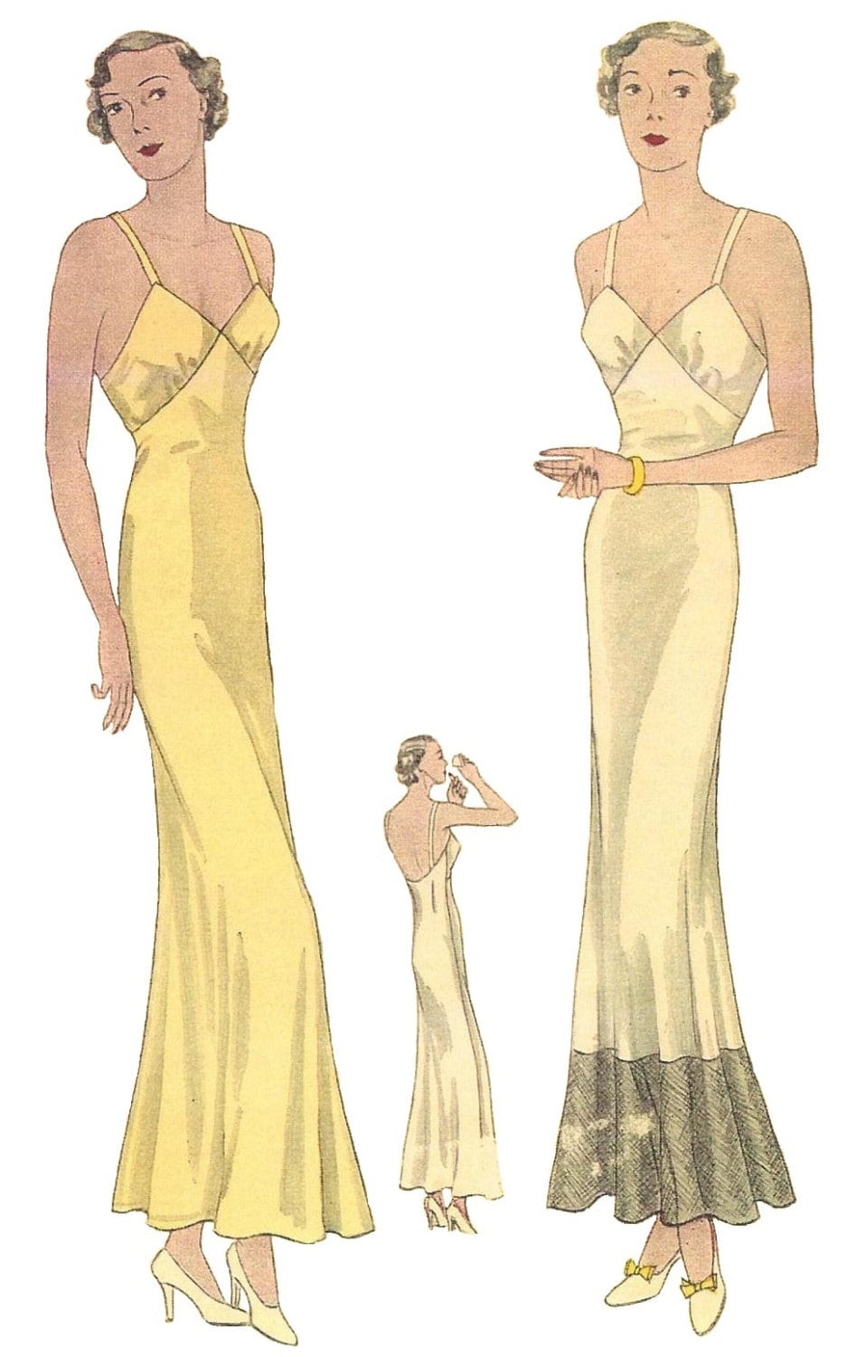 1930s Ladies Low Back Back Evening Slip - INSTANT DOWNLOAD - Reproduction 1934 Sewing Pattern #T1466 - 34 Inch Bust - PDF - Print At Home