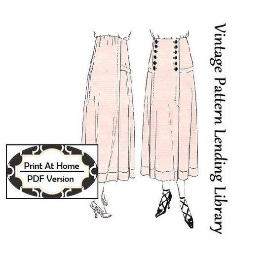 1920s Ladies Yoked Skirt - INSTANT DOWNLOAD - Reproduction 1921 Sewing Pattern #z2010 - 28 Inch Waist - PDF - Print At Home