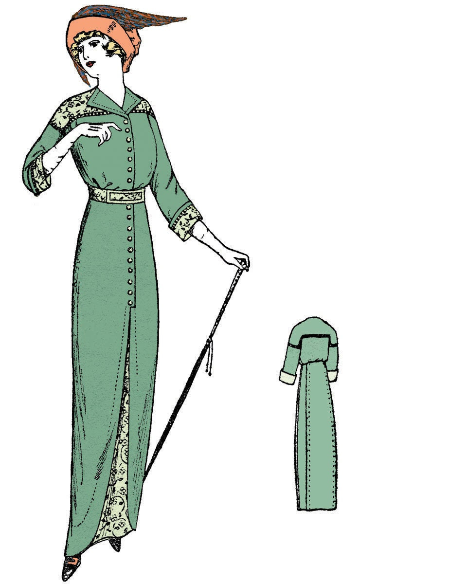 1910s Ladies Dress with Yoke - 1912 Reproduction Sewing Pattern #E6214 - 36 Inch Bust