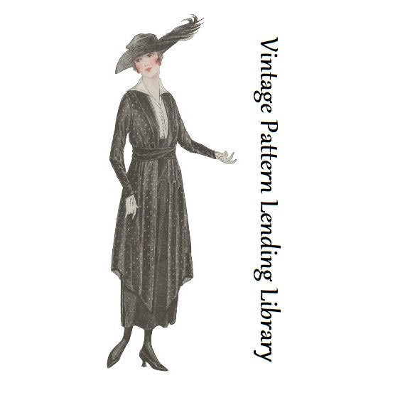 1910s Ladies Dress With Plain or Skirted Tunic - 1918 Reproduction Sewing Pattern #E7603 - 40 Inch Bust - Late Edwardian Dress