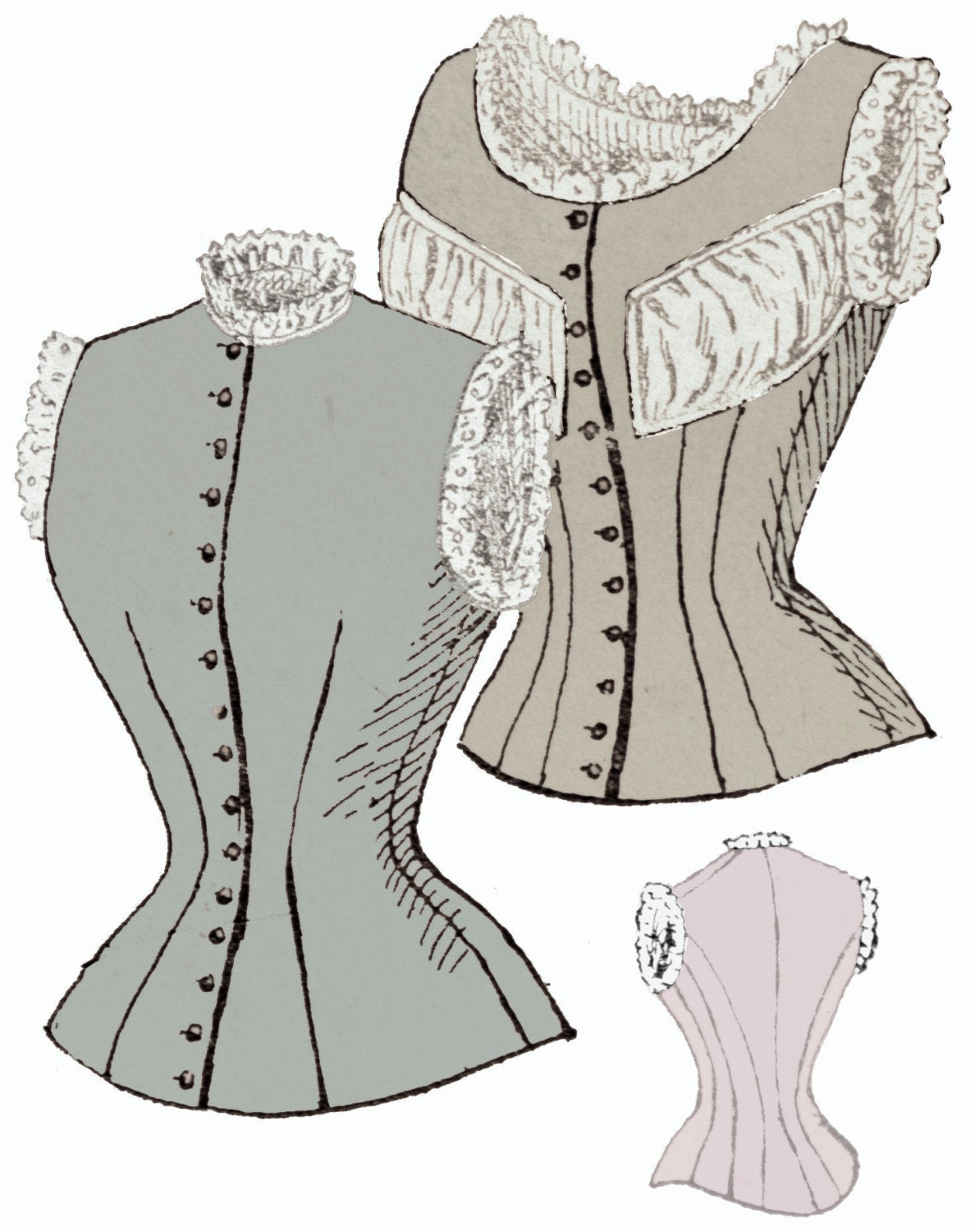 1890s Ladies Corset Cover with Optional Bust Puff Padding - Reproduction 1897 Sewing Pattern #E0707 - 40 Inch Bust