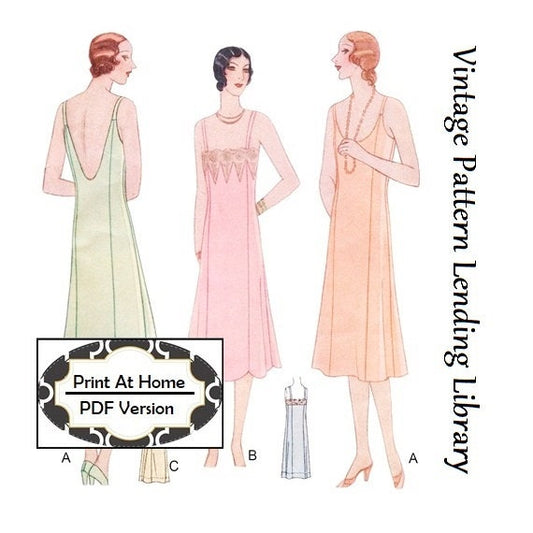 1920s Princess Slip With Three Necklines - INSTANT DOWNLOAD- Reproduction 1929 Sewing Pattern #Z5956 - 34 Bust - PDF - Print At Home