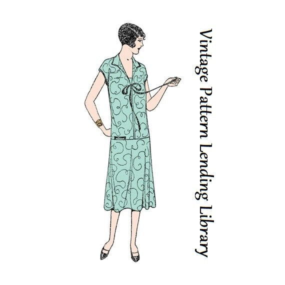 1920s Ladies Long Waisted Dress - Reproduction 1927 Sewing Pattern #Z7057 - 40 Inch Bust