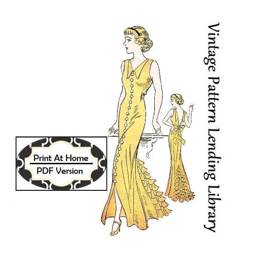 1930s Junior Miss Prom-Trotter Evening Gown - INSTANT DOWNLOAD - Reproduction 1935 Sewing Pattern #T5741 - 35 Inch Bust -PDF - Print At Home