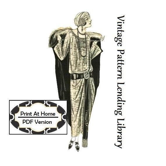 1920s Ladies Slip-Over Dress With Belt - INSTANT DOWNLOAD - Reproduction 1923 Sewing Pattern #Z4558 - 40 Inch Bust - PDF - Print At Home