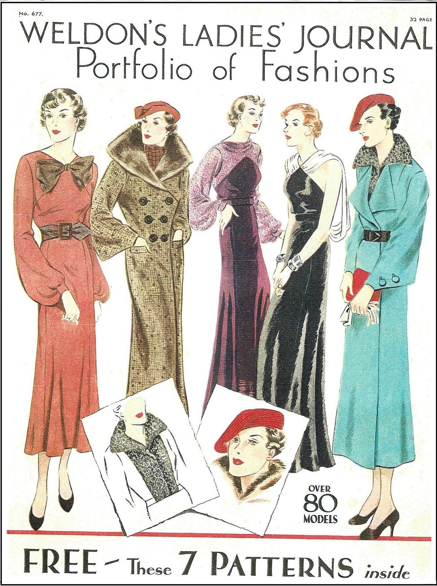 1930s Ladies Seven Piece Ensemble - INSTANT DOWNLOAD - 1935 Reproduction Sewing Pattern #T0677 - 36 Inch Bust - PDF - Print At Home