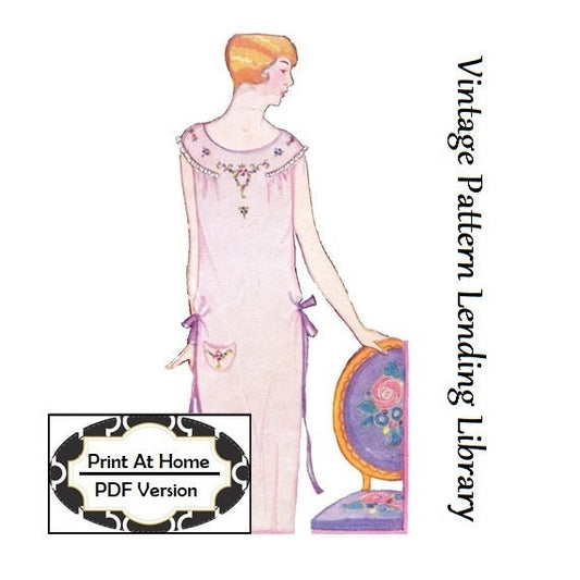 1920s Ladies Nightgown With Embroidery - INSTANT DOWNLOAD - 1926 Reproduction Sewing Pattern #Z4130 - 33 Inch Bust - Print at Home - PDF