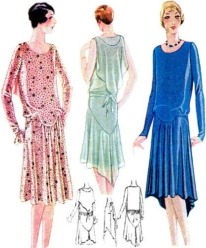 1920s Ladies Dress With Shoulder Drape - INSTANT DOWNLOAD- Reproduction 1928 Sewing Pattern #Z5428 - 34 Bust - PDF - Print At Home