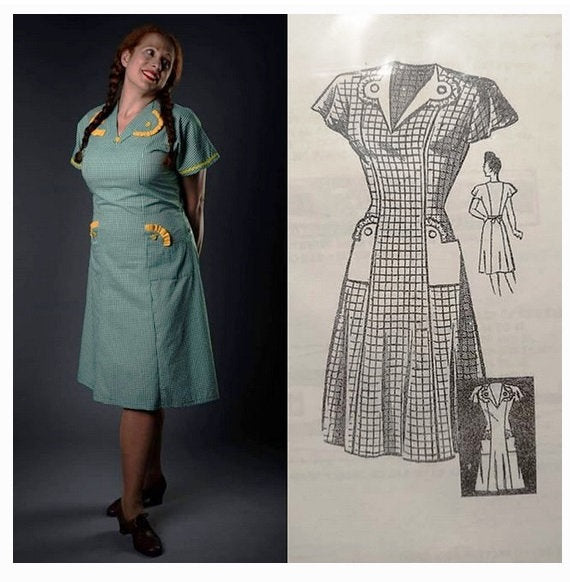 1940s Ladies Day Dress - INSTANT DOWNLOAD - Reproduction Sewing Pattern #F4799 - 42 Inch Bust - PDF - Print At Home