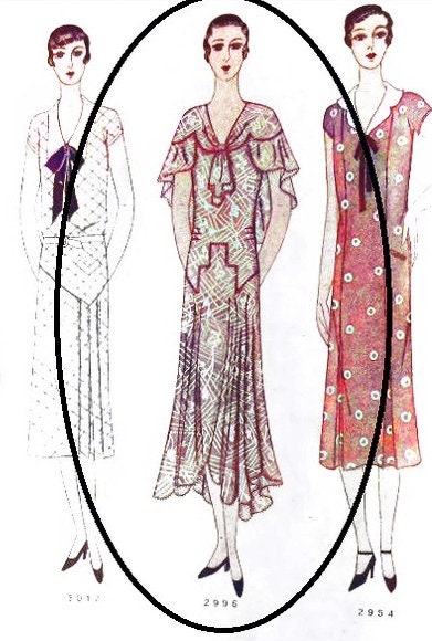 1920s Ladies Slip-On Dress With Capelet - Reproduction 1929 Sewing Pattern #Z2996 - 34 Inch Bust