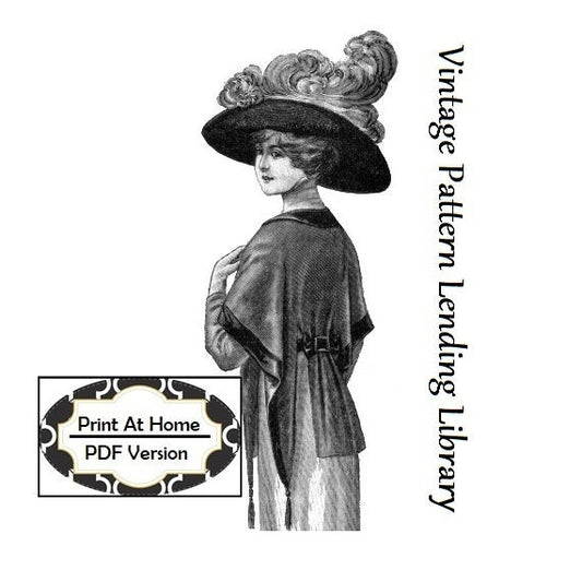 1912 Ladies Afternoon Tea Wrap - INSTANT DOWNLOAD - Reproduction Sewing Pattern #E0291 - 32/34 Inch Bust - PDF - Print at Home - Edwardian